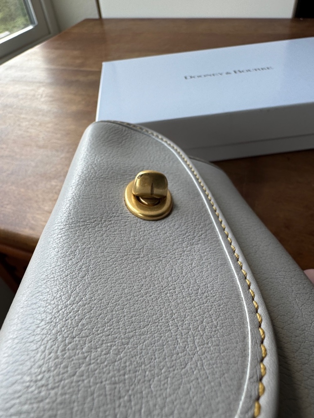 Dooney & Bourke Florentine Leather Continental Turnlock Wallet in Ecru - Picture 5 of 13